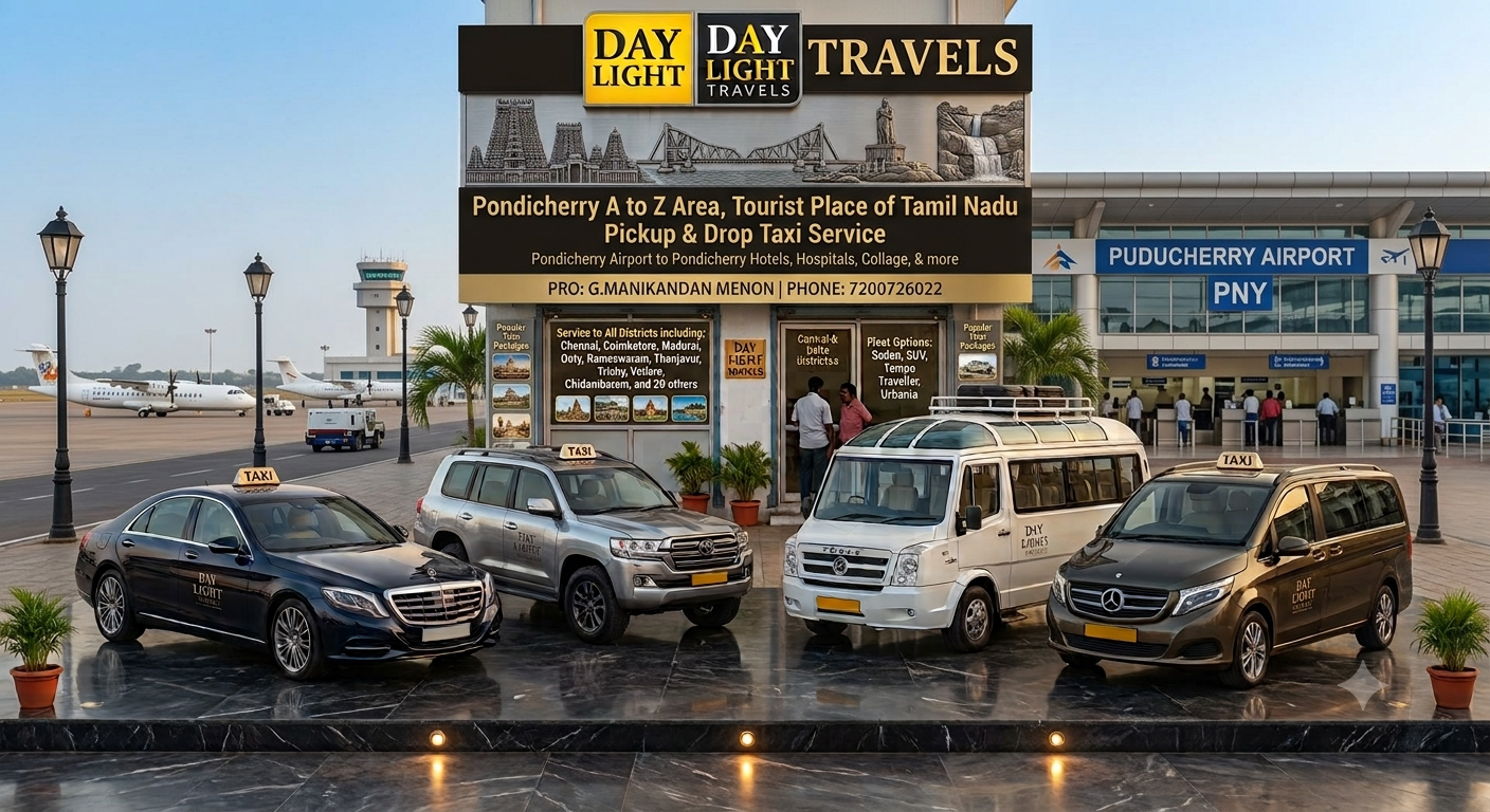 Pondicherry Airport to Hotels Resorts Residence Pickup Drop Taxi