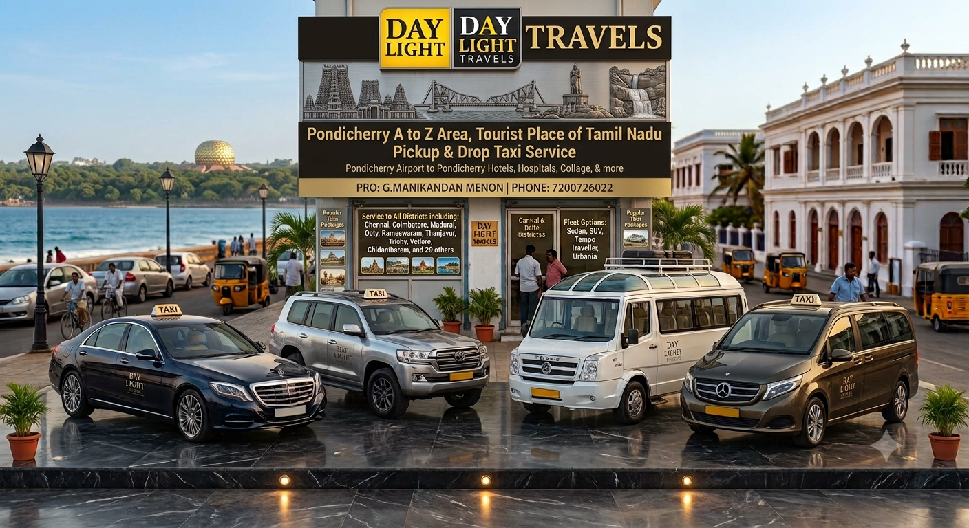 Pondicherry Airport to Hotels Resorts Residence Pickup Drop Taxi