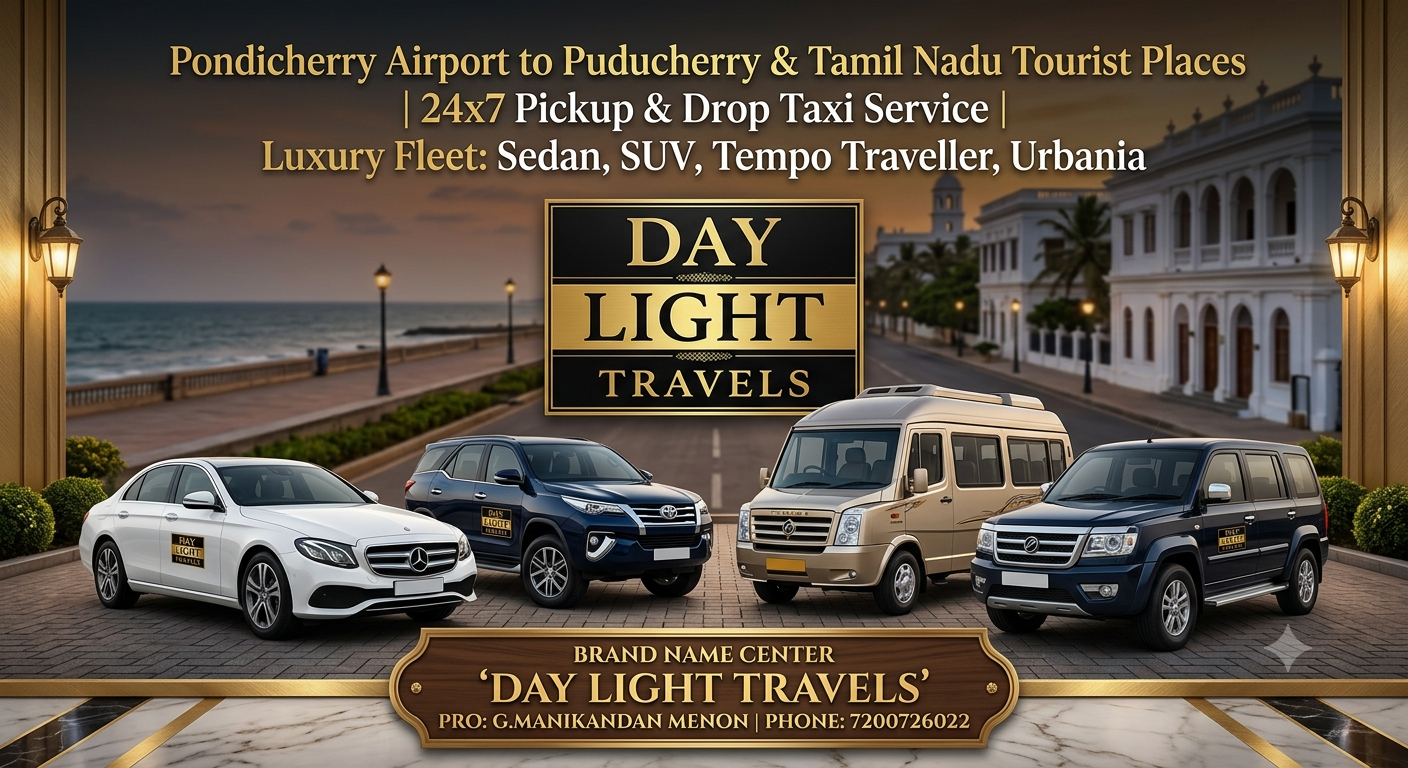 Pondicherry Airport to Coimbatore Ooty Salem Yercaud Kodaikanal Taxi Service