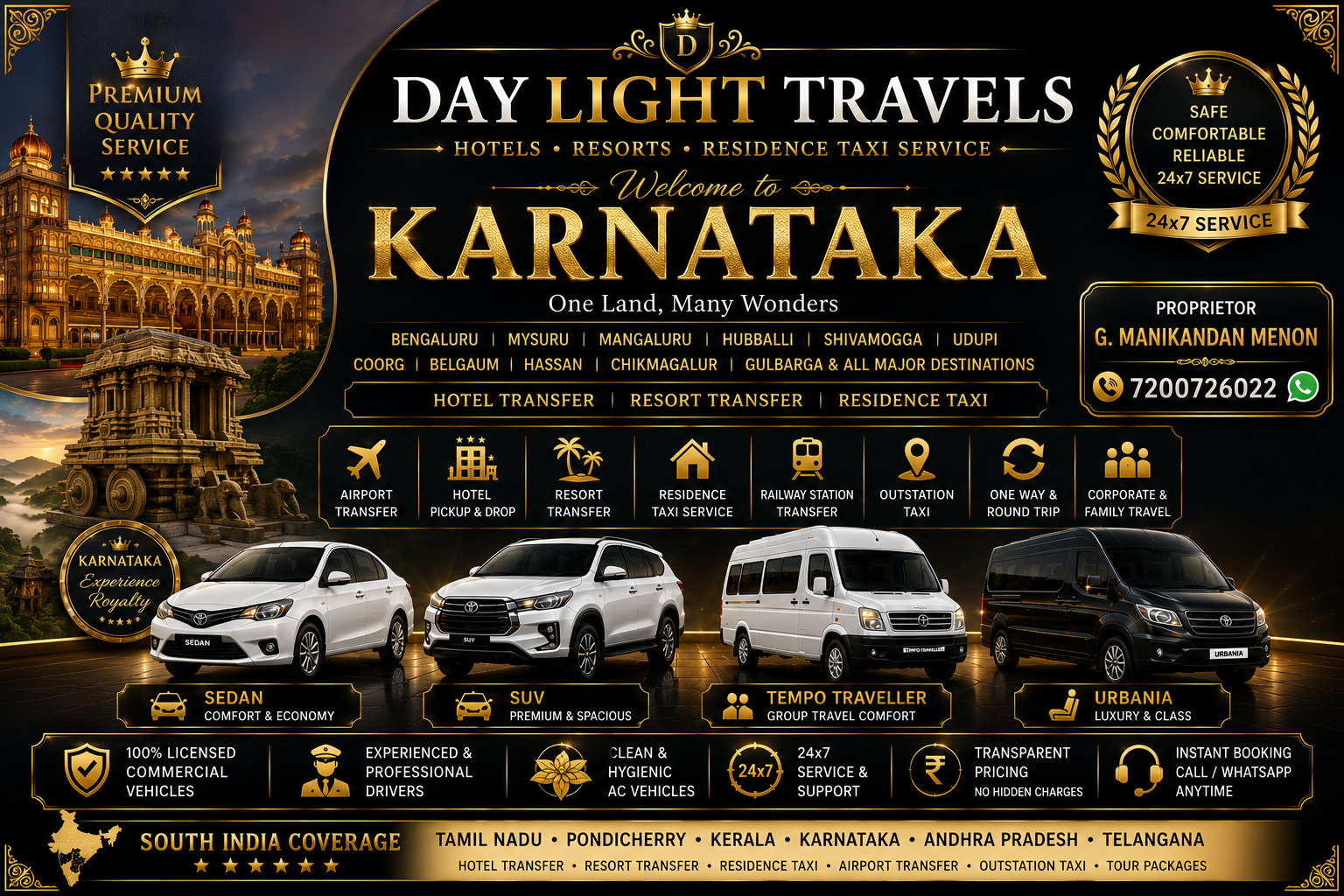 Karnataka Hotels Resort Residence Taxi Service