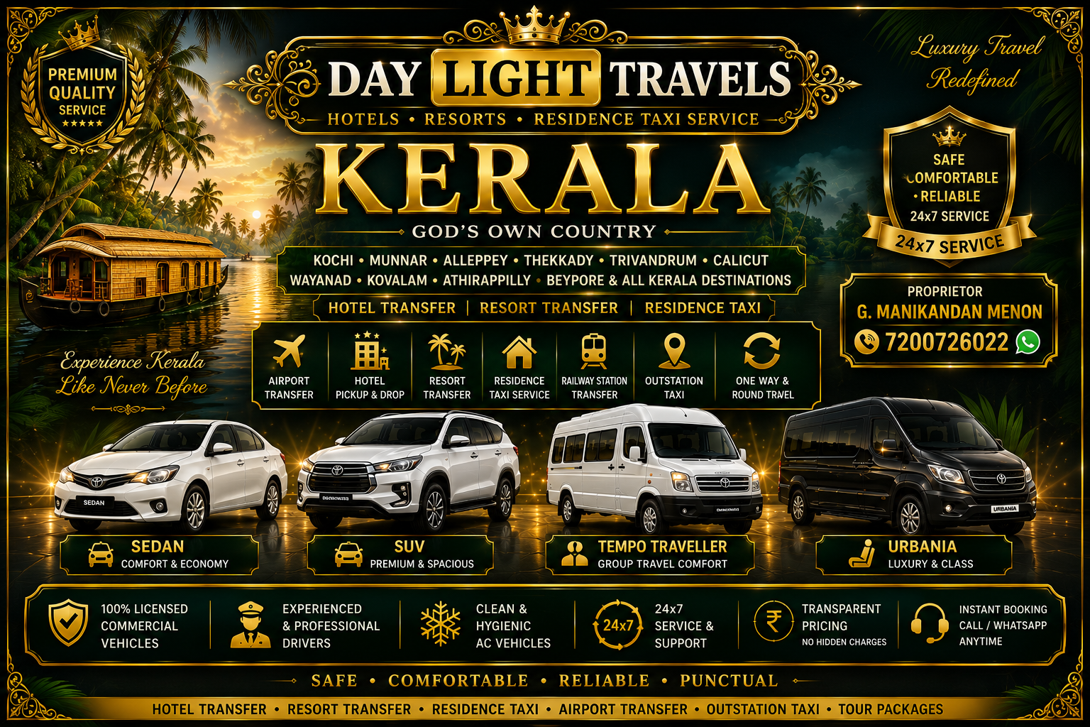Kerala Hotels Resort Residence Taxi Service
