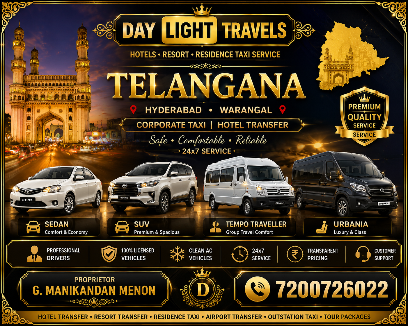 Telangana Hotels Resort Residence Taxi Service