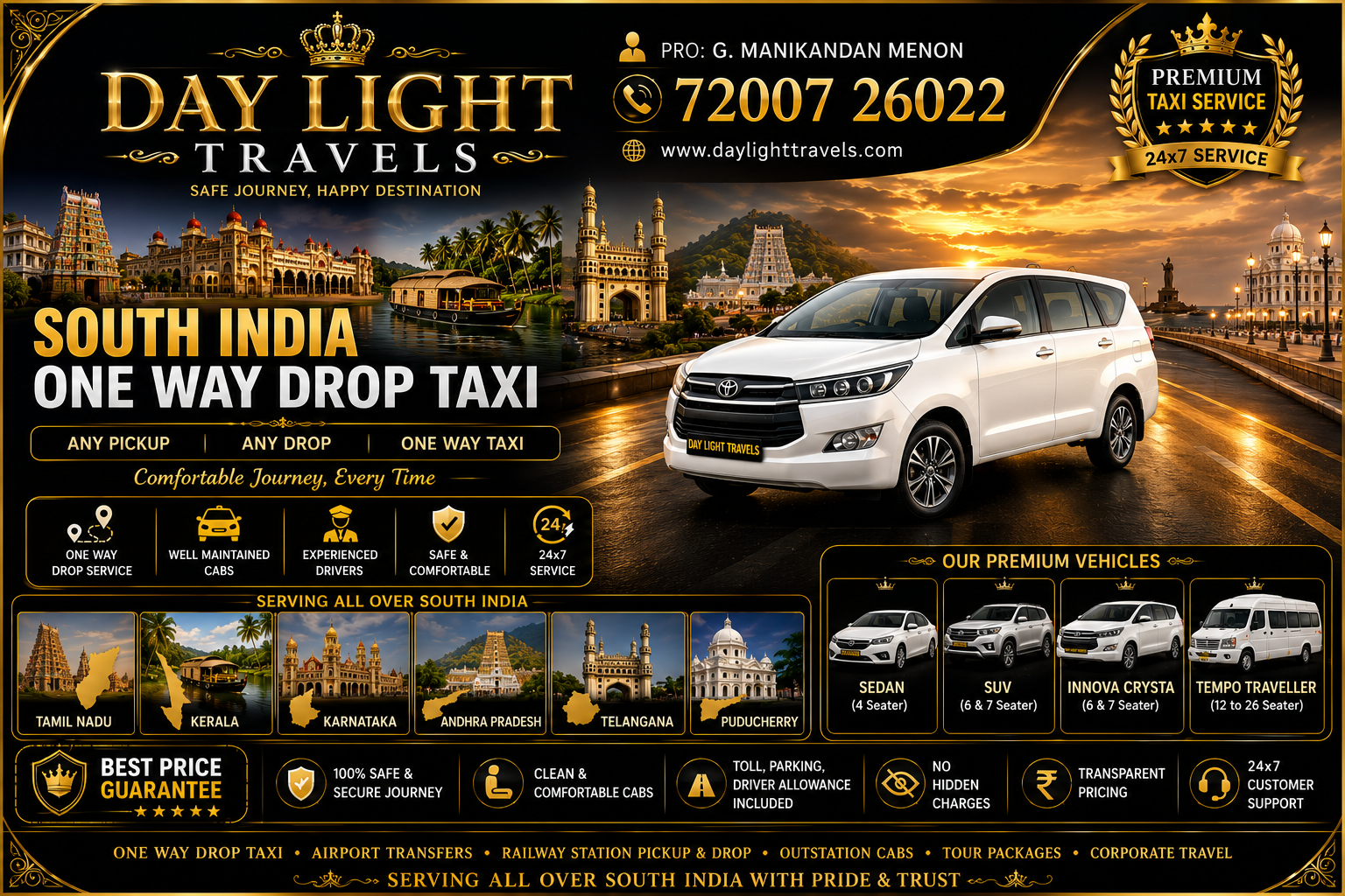 Day Light Travels South India Taxi Service