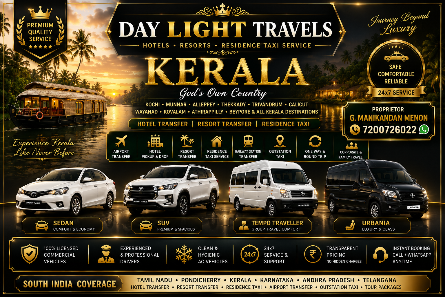 Kerala Hotels Resort Residence Taxi Service