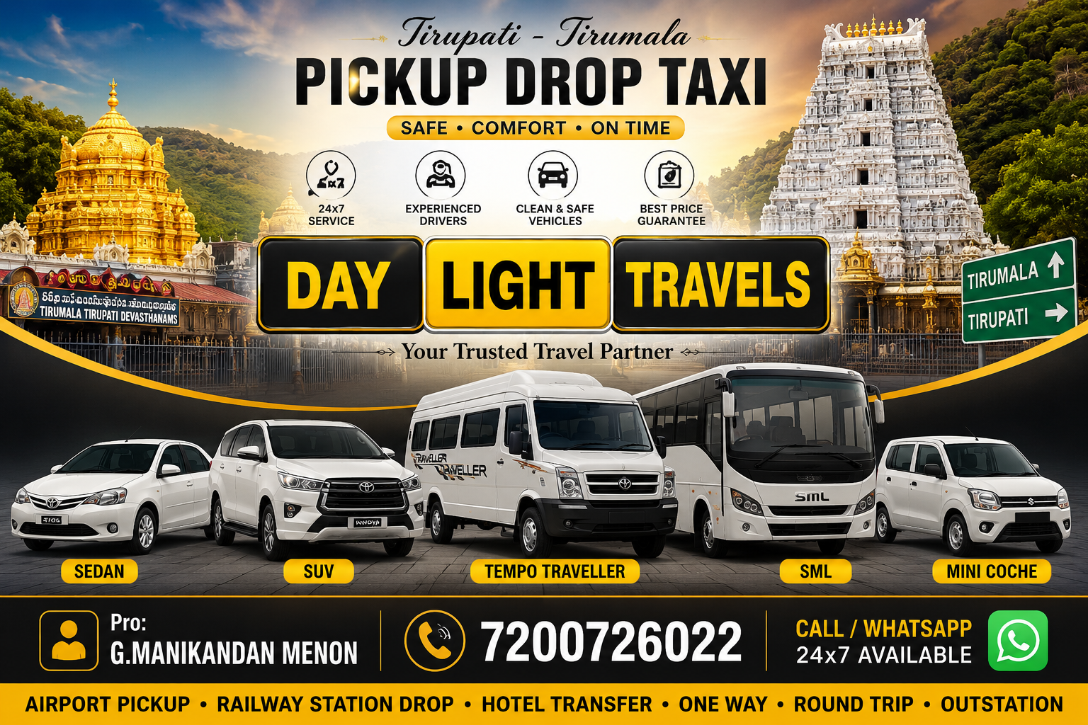 Andhra Pradesh To Tirupati Tirumala Taxi Service